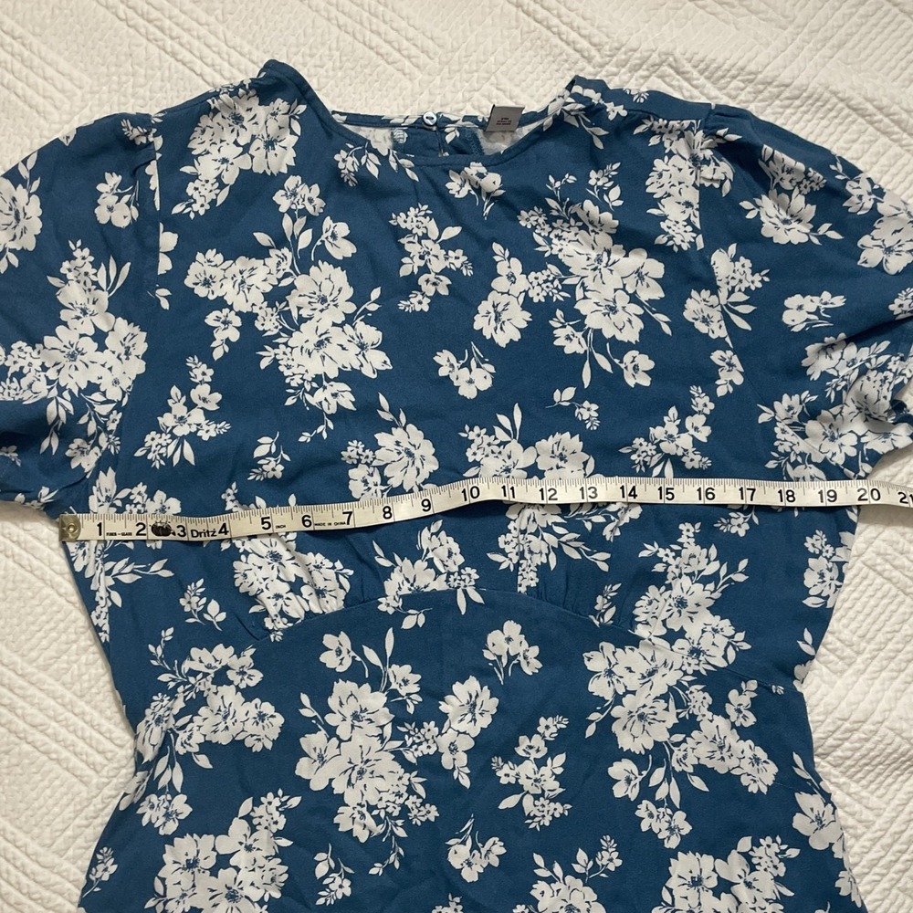 Old Navy Women's Dress Tall Large NWT Floral Blue Short Sleeve Office Sundress - Picture 5 of 11